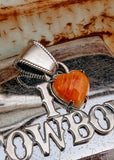 I Heart Cowboys Pendant - Orange Spiny