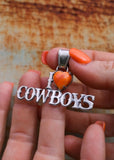 I Heart Cowboys Pendant - Orange Spiny