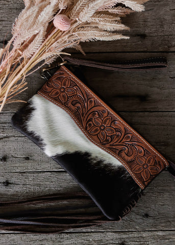 janie_cowhide_clutch_brown_tooled_leather_and_white_fringe_western_purse_mack_and_co_designs_australia