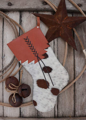 Cowhide Christmas Stocking - Tan Leather