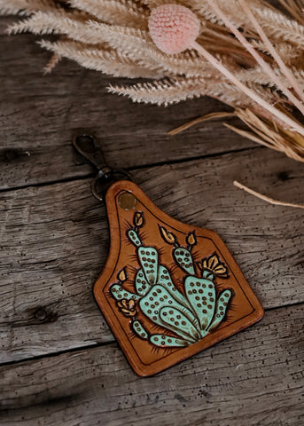 american_darling_tooled_leather_handpainted_keyring_bag_tag_keychain_western_mack_and_co_designs_australia