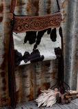 Reagan Cowhide Bag in Chocolate Tooled Leather