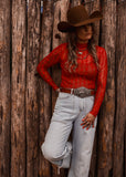 The Western Heritage Lace Top in Red