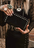 The Boot Stitch Suede Wallet In Black