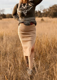 maddie_western_knit_stretch_skirt_beige_cowgirl_mack_and_co_designs_australia