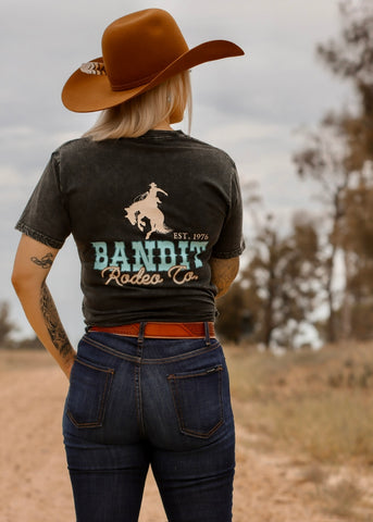 bandit_rodeo_co_bucking_bronco_saddle_nfr_western_graphic_tee_t_shirt_mack_and_co_designs_australia
