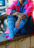 lucky_chuck_western_performance_socks_vintage_cowboys_cowgirls_rodeos_on_the_high_maintenance_sky_blue_hot_pink_horse_shoes_hemp_compression_america_usa_mack_and_co_designs_australia