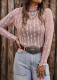 The Western Heritage Lace Top in Blush