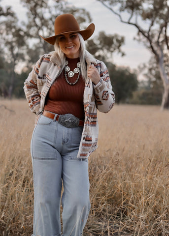winslow_aztec_jacket_concho_sherpa_brown_tan_cream_western_cotton_rye_outfitters_america_cowgirl_mack_and_co_designs_australia