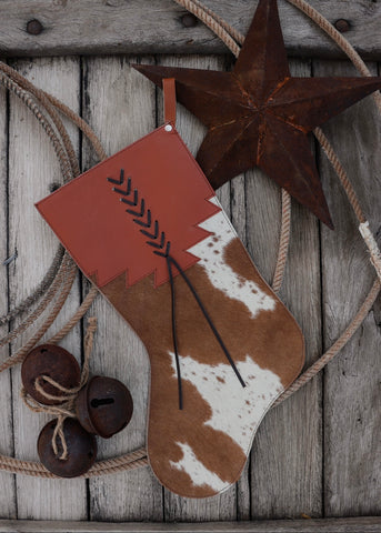 Cowhide Christmas Stocking - Tan Leather