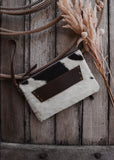 Sage Cowhide Clutch/ Crossbody Bag in Chocolate Leather (Pick Option)