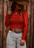 The Western Heritage Lace Top in Red