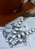 White Natural Stone Squash Blossom Statement Necklace