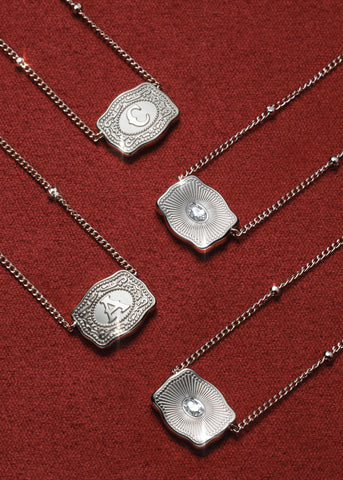 *PRE-ORDER* Inital Ultra Mini Belt Buckle Necklace - Silver