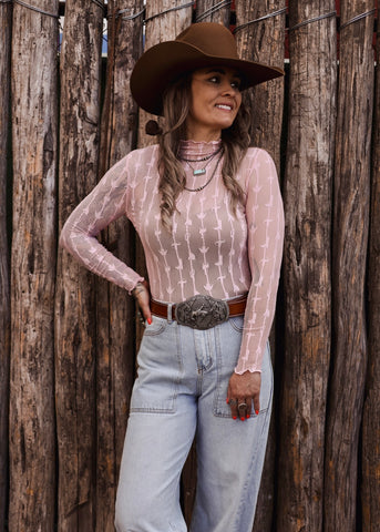 The Western Heritage Lace Top in Blush