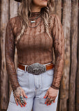 The Western Heritage Lace Top in Chocolate