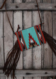 Zoe Saddle Blanket Crossbody Bag in Turquoise