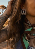 The Western Buckle Earrings in Silver