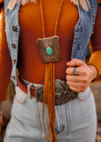 Leather Concho Bolo Necklace