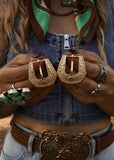 The Western Buckle Earrings in Gold