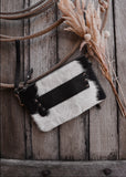 Sage Cowhide Clutch/ Crossbody Bag in Black Leather (Pick Option)