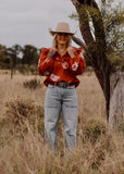 finley_western_cowboy_hat_rodeo_cowgirl_ruffle_puff_sleeve_blouse_arena_shirt_mack_and_co_designs_australia