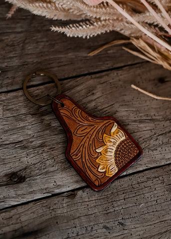 american_darling_tooled_leather_handpainted_keyring_bag_tag_keychain_western_mack_and_co_designs_australia