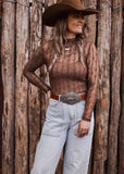 The Western Heritage Lace Top in Chocolate