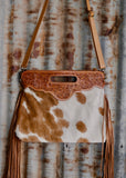 Peggy Cowhide Bag in Tan Tooled Leather