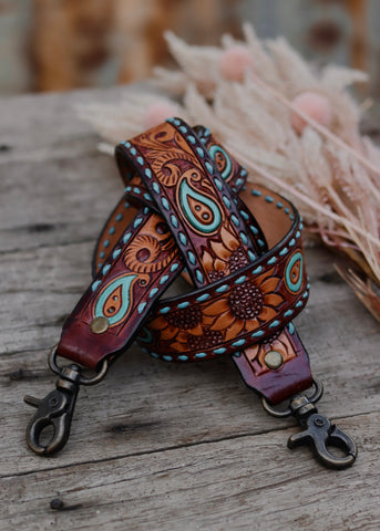 american_darling_tooled_leather_handpainted_buckstitch_handbag_bag_strap_western_rodeo_cowgirl_mack_and_co_designs_australia