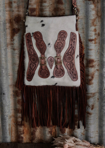 hilda_cowhide_bag_genuine_leather_american_darling_fringe_spurs_spur_stra_western_cowgirl_cowboy_tooled_mack_and_co_designs_australia