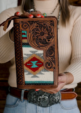 alvaro_organiser_wallet_tooled_leather_saddle_blanket_western_american_darling_bags_wristlet_clutch_crossbody_mack_and_co_designs_australia