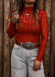 The Western Heritage Lace Top in Red
