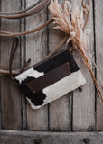 Sage Cowhide Clutch/ Crossbody Bag in Chocolate Leather (Pick Option)