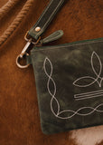 The Boot Stitch Clutch in Emerald