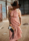 camilla_maxi_dress_cotton_chocolate_brown_gingham_country_mack_and_co_designs_australia