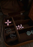 Addilyn Cowhide Jewellery Case in Tan Tooled Leather