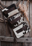 Sage Cowhide Clutch/ Crossbody Bag in Chocolate Leather (Pick Option)