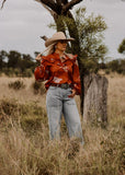 finley_western_cowboy_hat_rodeo_cowgirl_ruffle_puff_sleeve_blouse_arena_shirt_mack_and_co_designs_australia
