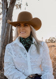 rodeo_western_fashion_ruffle_wrap_handmade_handcrafted_concho_scarfslide_slide_wildrag_wild_rag_neck_scarf_tie_necktie_floral_scarves_turquiose_bucking_bronco_campdraft_barrel_racing_racer_linen_gingham_ranch_rider_paisley_cowgirl_mack_and_co_designs_australia