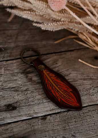 american_darling_tooled_leather_handpainted_keyring_bag_tag_keychain_western_mack_and_co_designs_australia