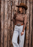 The Western Heritage Lace Top in Chocolate