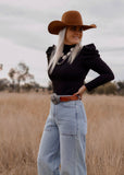 eleanor_ruffle_puff_sleeve_bodysuit_cowgirl_western_black_mack_and_co_designs_australia