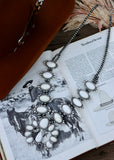 White Natural Stone Squash Blossom Statement Necklace