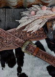 Reagan Cowhide Bag in Chocolate Tooled Leather