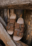 The Buckle Down Leather Slides