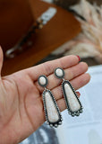 White Stone Dangle Earrings