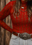 The Western Heritage Lace Top in Red