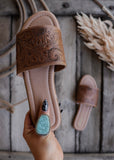 amelia_womens_tooled_leather_sunflower_slides_shoes_mack_and_co_designs_australia
