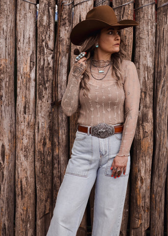 The Western Heritage Lace Top in Bone
